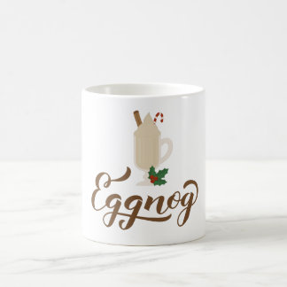 Eggnog calligraphy lettering and glass coffee mug