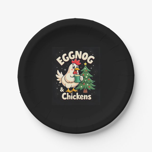 Eggnog & Chickens Paper Plate (Front)