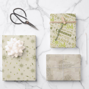 Eggnog Collection - Avocado Wrapping Paper Sheet