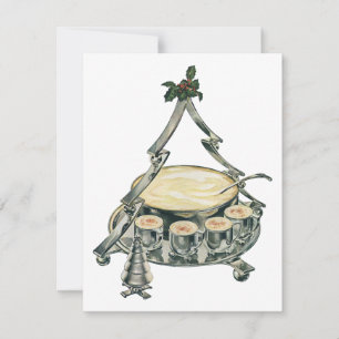Eggnog in a Vintage Christmas Tree Punch Bowl Holiday Card