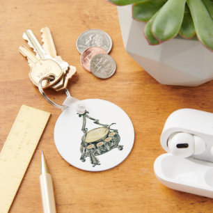 Eggnog in a Vintage Christmas Tree Punch Bowl Key Ring