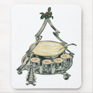 Eggnog in a Vintage Christmas Tree Punch Bowl Mouse Mat