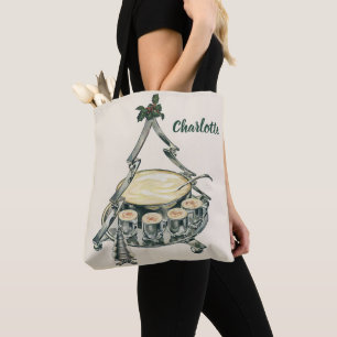 Eggnog in a Vintage Christmas Tree Punch Bowl Tote Bag