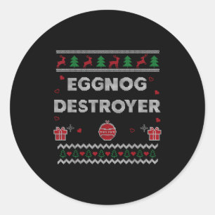 Eggnog Lover Funny Ugly Christmas Style Xmas Gift Classic Round Sticker