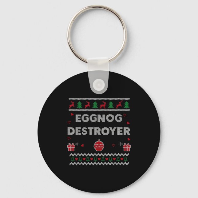 Eggnog Lover Funny Ugly Christmas Style Xmas Gift  Key Ring (Front)