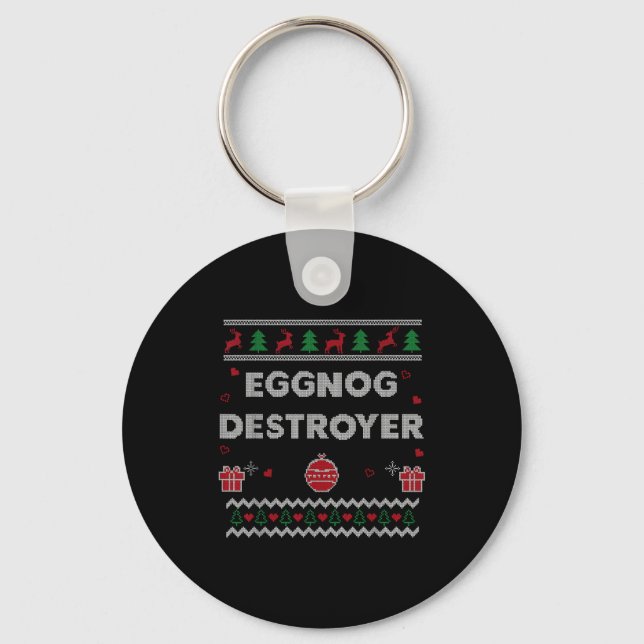 Eggnog Lover Funny Ugly Christmas Style Xmas Gift  Key Ring (Front)