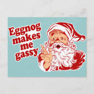 Eggnog Makes Santa Flatulent Holiday Postcard