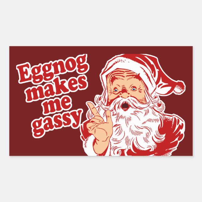 Eggnog Makes Santa Gassy Rectangular Sticker (Front)