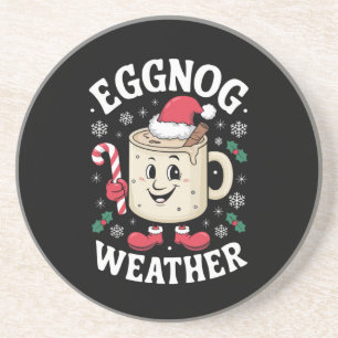 Eggnog Weather Christmas Retro Christmas Coaster