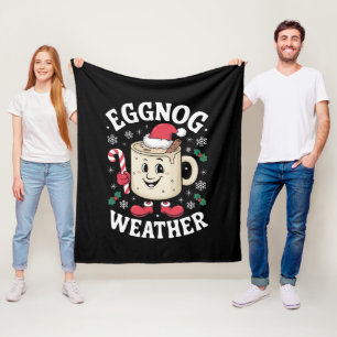 Eggnog Weather Christmas Retro Christmas Fleece Blanket