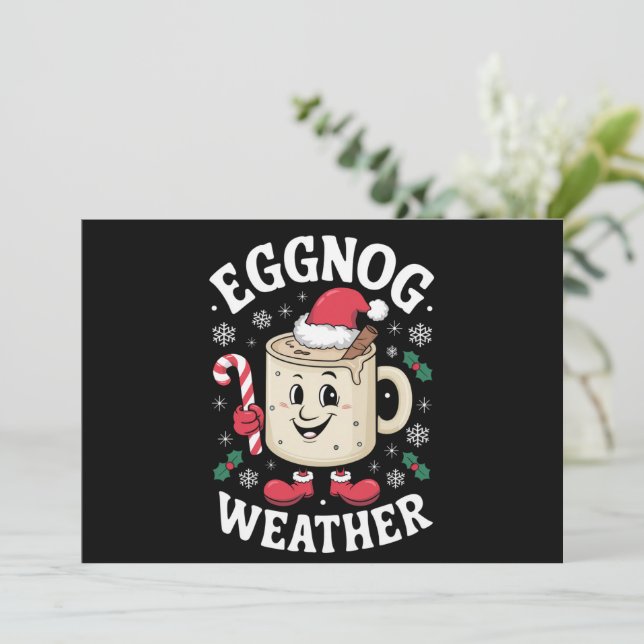 Eggnog Weather Christmas Retro Christmas Holiday Card (Standing Front)