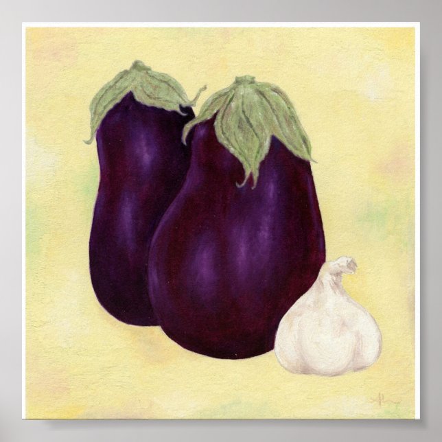 Eggplant and Garlic Painting print (Front)