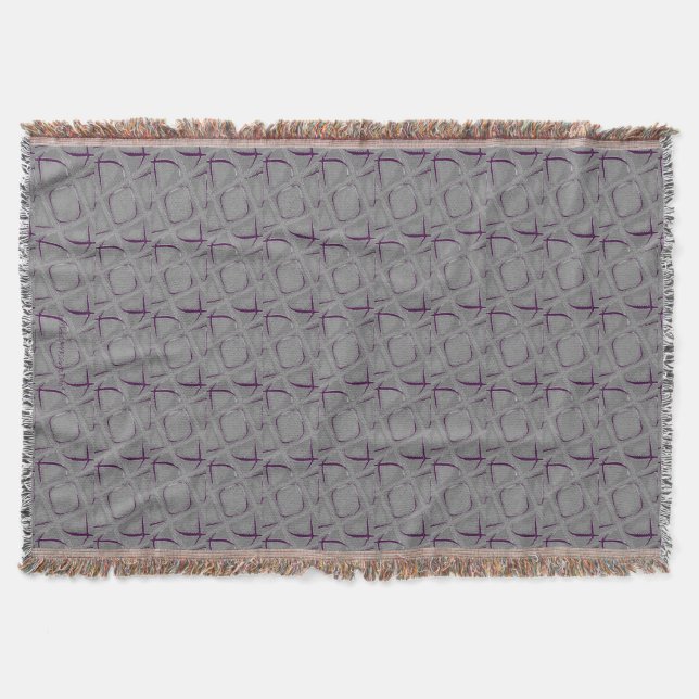 Eggplant and Grey Abstract Contemporary Throw Blanket (Front)