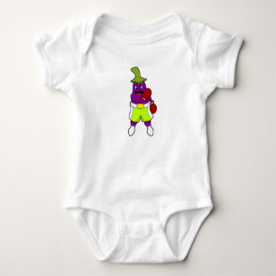 Eggplant at Boxing with Boxing gloves Baby Bodysuit