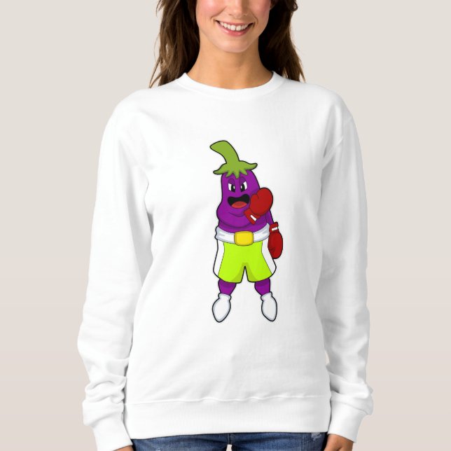 Eggplant at Boxing with Boxing gloves Sweatshirt (Front)