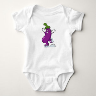 Eggplant at Ice skating with Ice skates Baby Bodysuit