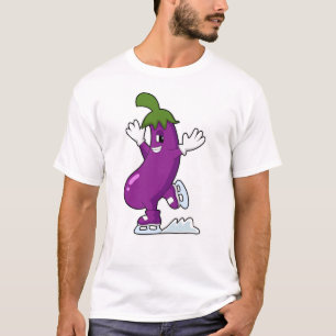 Eggplant at Ice skating with Ice skates T-Shirt