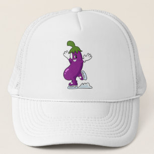 Eggplant at Ice skating with Ice skates Trucker Hat