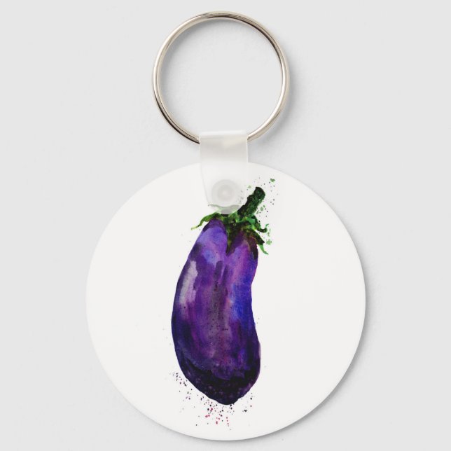 Eggplant Aubergine Key Ring (Front)