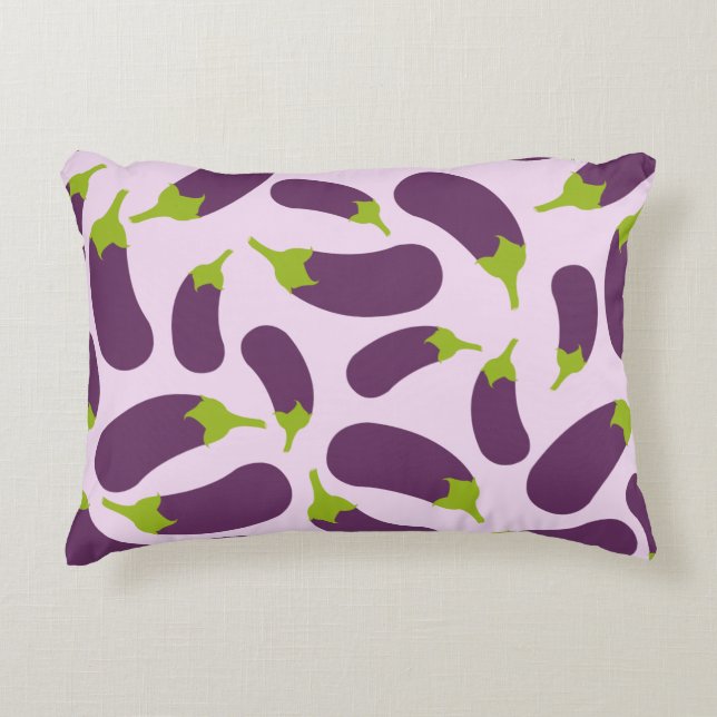 Eggplant Aubergine Purple Vegetable Pattern Design Decorative Cushion (Front)
