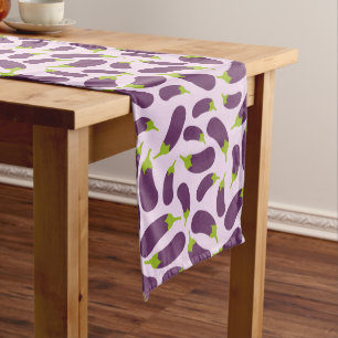 Eggplant Aubergine Purple Vegetable Pattern Design Long Table Runner