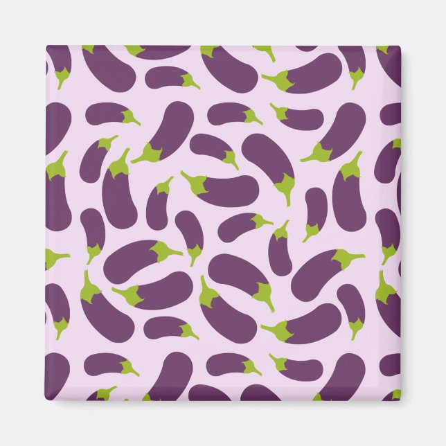 Eggplant Aubergine Purple Vegetable Pattern Design Magnet (Front)