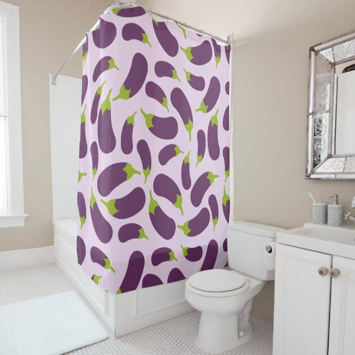 Eggplant Aubergine Purple Vegetable Pattern Design Shower Curtain