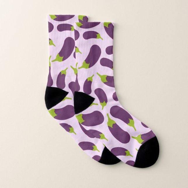 Eggplant Aubergine Purple Vegetable Pattern Design Socks (Pair)