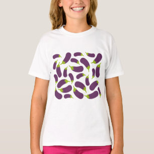 Eggplant Aubergine Purple Vegetable Pattern Design T-Shirt