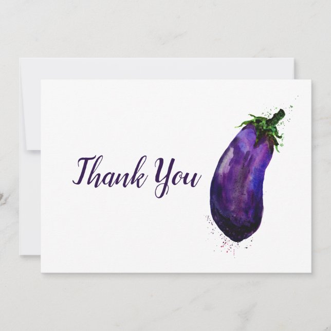 Eggplant Aubergine Watercolor Thank You Card (Front)