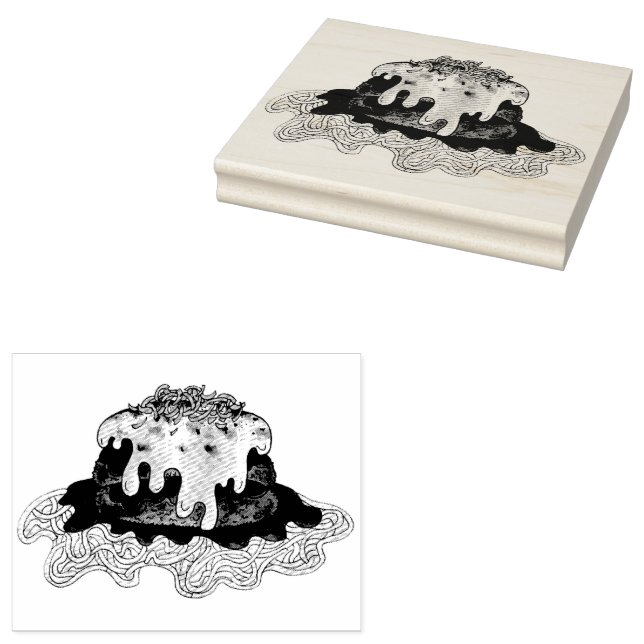 Eggplant Aubgergine Parm Parmesan Italian Food Rubber Stamp (Stamped)