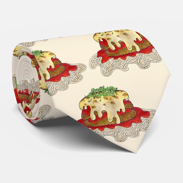 Eggplant Aubgergine Parm Parmesan Italian Food Tie (Rolled)