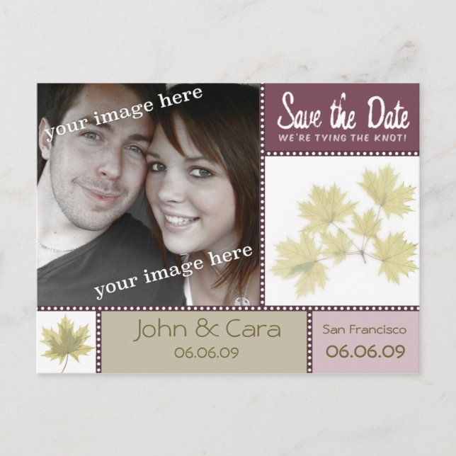 Eggplant Autumn Floral Save the Date Postcard (Front)