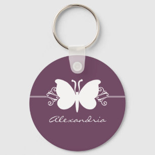 Eggplant Butterfly Swirls Keychain