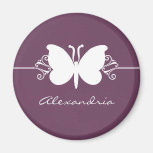 Eggplant Butterfly Swirls Magnet