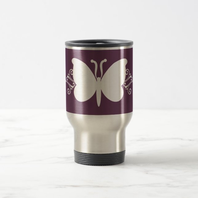 Eggplant Butterfly Swirls Mug (Center)