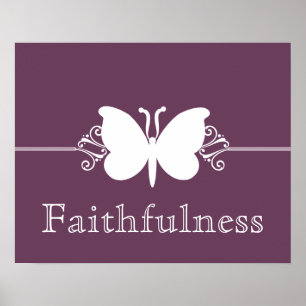 Eggplant Butterfly Swirls Virtue Poster