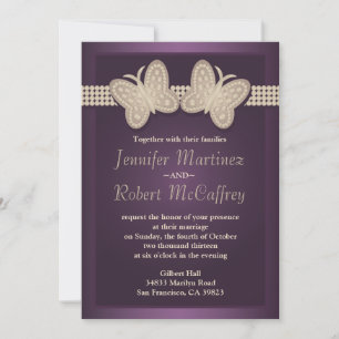 Eggplant Butterfly Wedding Invitations