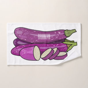 Eggplant cartoon illustration bath towel set