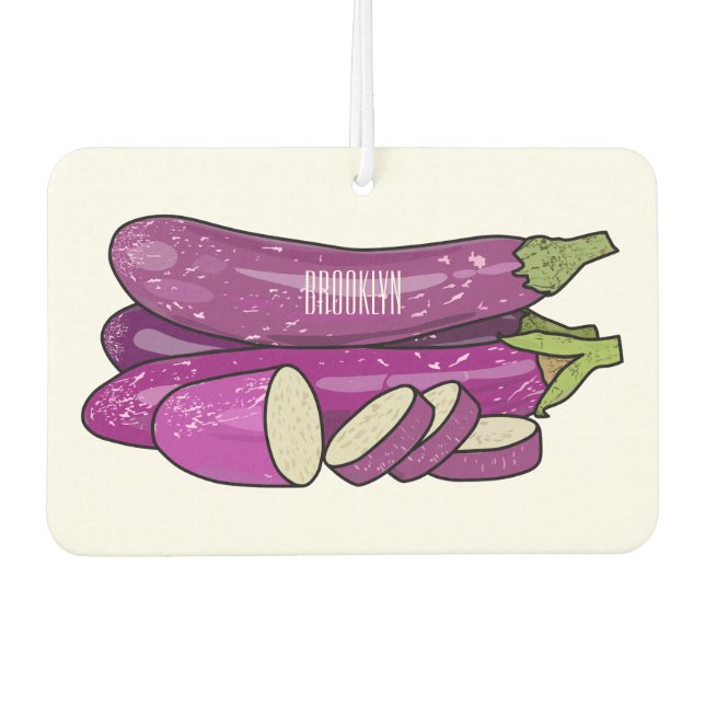 Eggplant cartoon illustration car air freshener (Front)
