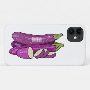 Eggplant cartoon illustration iPhone 11 case