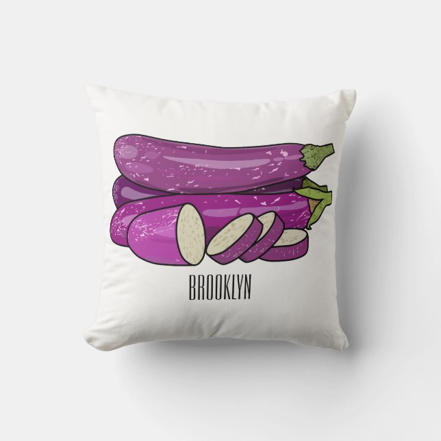Eggplant cartoon illustration cushion (Front)