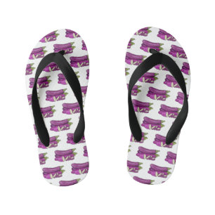 Eggplant cartoon illustration kid's flip flops