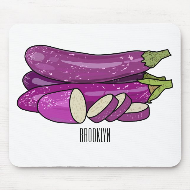 Eggplant cartoon illustration mouse mat (Front)