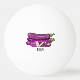 Eggplant cartoon illustration ping pong ball