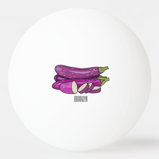 Eggplant cartoon illustration ping pong ball (Front)
