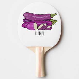 Eggplant cartoon illustration ping pong paddle