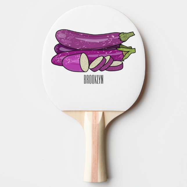 Eggplant cartoon illustration ping pong paddle (Front)