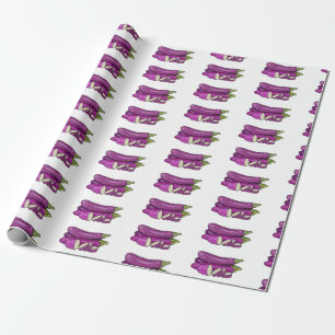 Eggplant cartoon illustration wrapping paper