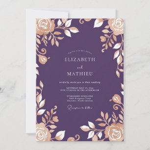 Eggplant Champagne Bloom Wedding Invitation